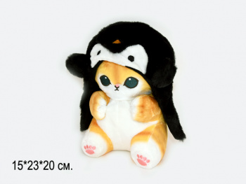 им Кошка арт. 19103-209 В шапке пингвина сидит 23 см в пак.