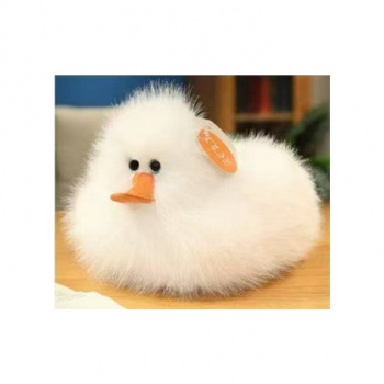 им Утка арт. 209356 Белая мохнатая лежит 25 см в пак.