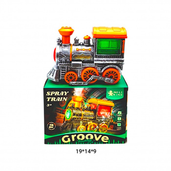 Паровоз арт. QB-181Y Цвета микс на батар. свет, звук, пар_