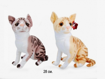 им Кошка арт. 90223-15 Реалистичная сидит цвета микс 28 см в пак.=