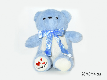 им Медведь арт. 209254 Голубой c лентой на шее и "Love you" на лапах 30/40 см в пак.