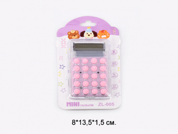 кц_Калькулятор карманный арт. ZL-005 8 разрядов, питание от солнца прозрачный цвета микс на листе