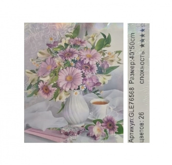 Алмазная мозаика арт. GLE76568 Букет цветов 40*50 полная выкладка на подрамнике