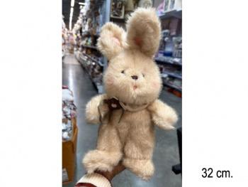 им Зайка арт. 2587-18-1/12135-1-209 Румяный коричневый с вязаным цветком на шее 30 см в пак.