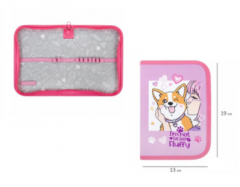 кс_Пенал арт. 272284 ПИФАГОР 1 отделение полиэстер 19х13 см "Fluffy akita"