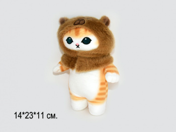 им Кошка арт. 13385-209 В шапке капибары стоит 23 см в пак.