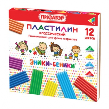 кс_Пластилин арт. 100973 ПИФАГОР "ЭНИКИ-БЕНИКИ" 12 цв. 240 г со стеком картонная упаковка кс_Пластилин арт. 100973 ПИФАГОР "ЭНИКИ-БЕНИКИ" 12 цв. 240 г со стеком картонная упаковка