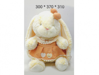 им Зайка арт. DYB-2026-3 Белый в оранжевом платье 37 см в пак._