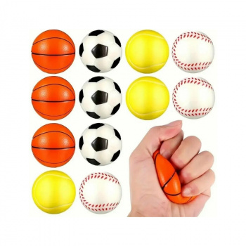 Сквуш-пористый арт. 2906-6 Спортивный мяч ассорти (12 шт.) шоубокс•