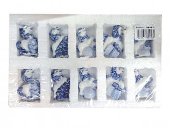 Фигурка фарфоровая арт. W2027-601 Лошадь бело-синяя ассорти 1 шт. в пак. (10 шт.)