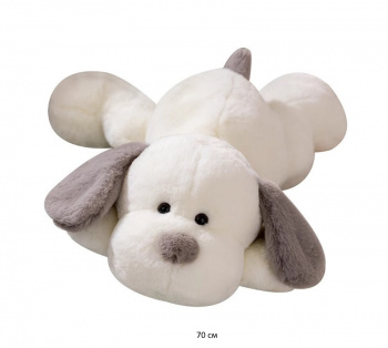 им Собака арт. 24401-5/250109-3 Белая ушки, хвост серые 70 см в пак.)