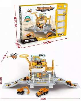 Парковка арт. 8560 "Стройплощадка" 3 машины металл, вертолет в кор.39*6*27,3