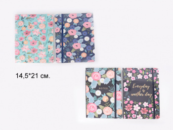 кц_Блокнот арт. WB-95429-G6 В твердой обложке "Цветы" 80 л., линия 145*209мм (16 шт.) шоубокс