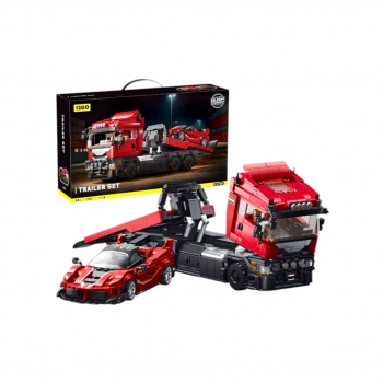 Конструктор арт. 95002 Грузовик-трейлер с суперкаром 1728 дет. в кор._