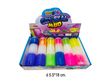 Лизун арт. 82584-2 Колба трехцветный с блестками цвета микс (6 шт.) шоубокс•