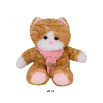 им Кошка арт. 0803-43-1 Рыжая полосатая в шарфе 28 см в пак._