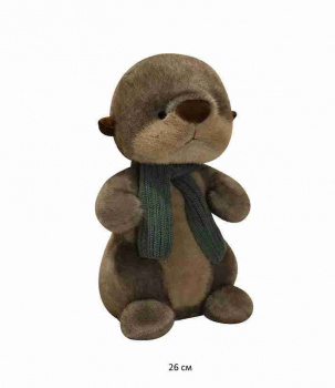 им Выдра арт. 1408-209 Серая в шарфе 26 см в пак.