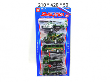 Набор машин арт. 399-666F Военная техника зеленая 5 шт на листе_