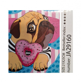 Алмазная мозаика арт. JA29160 Милашка мопс 21*25 не полная выкладка на картоне 