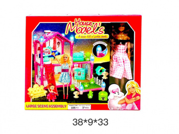 Дом для кукол арт. 556-73A С куклой, мебелью свет. в кор._