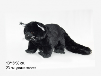 им Кошка арт. 16164-209 Черная рысь усатая стоит 18*30 см в пак.
