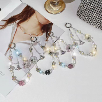 Брелок-подвеска арт. 209413 Медведь-бусина с сердцем и бусина в стразах 1 шт цвета микс в пак.