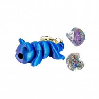 Брелок 3Д арт. 805128 Подвижный Кошка лежит 7 см цвета микс в пак.