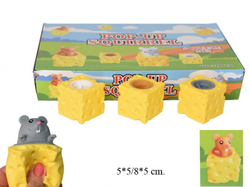 Антистресс арт. 7575/QD109/DYT-109 Мышка в сыре, цвета микс (24 шт.) в кор._•