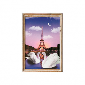 Алмазная мозаика арт. GLE77159 Пара лебедей в Париже 40*50 полная выкладка на подрамнике