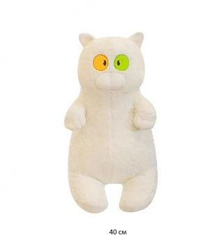 им Кошка арт. 230228-2-3 Толстячок белый глаза разные 40 см в пак.)