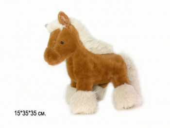 им Лошадь арт. 209201 Рыжая с белой гривой 35*35 см в пак.