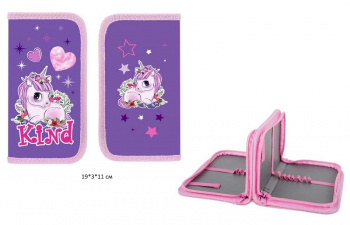 кс_Пенал арт. 271533 ПИФАГОР 2 отделения ламинированный картон 19х11 см "Happy Unicorn"