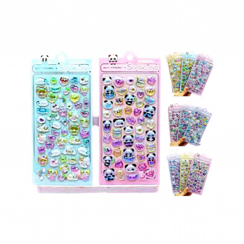 Наклейки арт. QQ-08-209 Объемные Зверюшки ассорти на листе