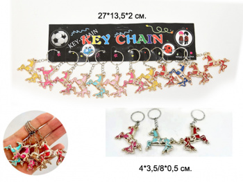 Брелок арт. GH-39-709/GK-7945 Лошадь в сбруе металл эмаль цвета микс 12 шт. на листе