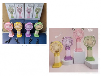 Вентилятор арт. SY88-30 Портативный с ушками с USB проводом, подставкой цвета микс в кор.•